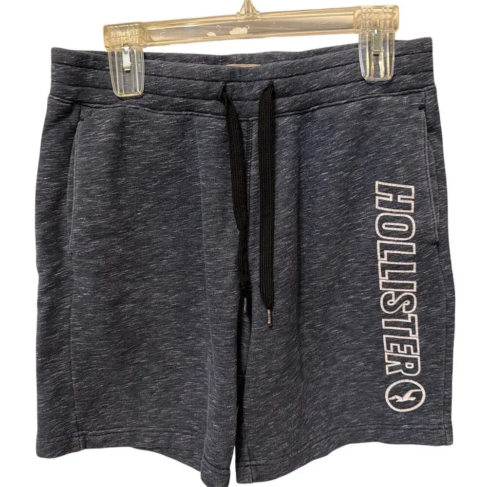 Hollister Y2K Sweatpant Shorts Mens Size Medium Blue White Logo Casual 90s Style